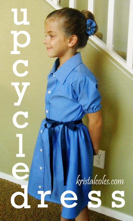 Upcycled Girl's Dress From Men's Shirt - kristalcoles.com